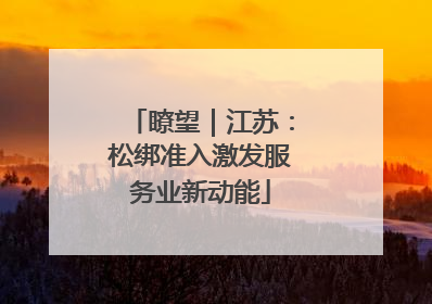 瞭望｜江苏：松绑准入激发服务业新动能