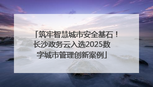筑牢智慧城市安全基石！长沙政务云入选2025数字城市管理创新案例