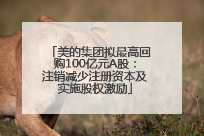 美的集团拟最高回购100亿元A股：注销减少注册资本及实施股权激励