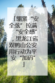 绷紧“安全弦”拉满“安全感”，黑龙江省双鸭山公安用行动为平安“加码”