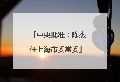 中央批准：陈杰任上海市委常委