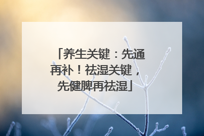 养生关键：先通再补！祛湿关键，先健脾再祛湿