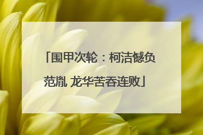 围甲次轮：柯洁憾负范胤 龙华苦吞连败