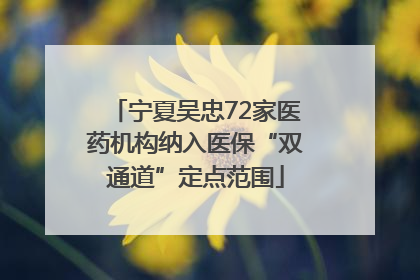 宁夏吴忠72家医药机构纳入医保“双通道”定点范围