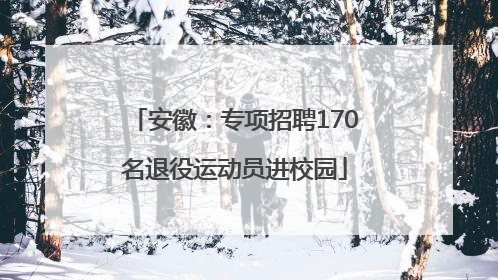 安徽：专项招聘170名退役运动员进校园