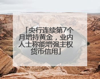 央行连续第7个月增持黄金，业内人士称能增强主权货币信用