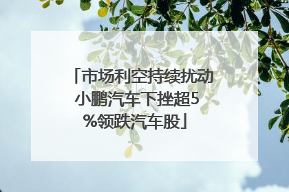 市场利空持续扰动 小鹏汽车下挫超5%领跌汽车股