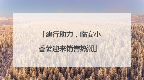建行助力，临安小香薯迎来销售热潮