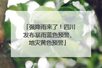 强降雨来了！四川发布暴雨蓝色预警、地灾黄色预警