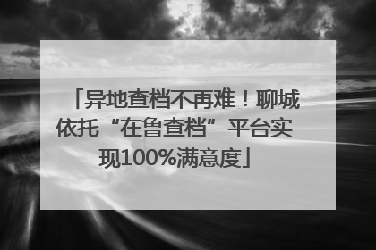 异地查档不再难！聊城依托“在鲁查档”平台实现100%满意度