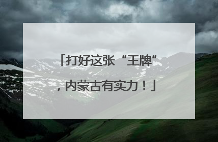 打好这张“王牌”，内蒙古有实力！