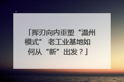 挥刃向内重塑“温州模式” 老工业基地如何从“新”出发？