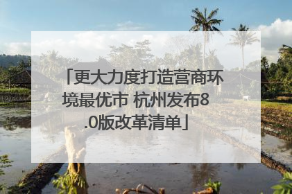 更大力度打造营商环境最优市 杭州发布8.0版改革清单