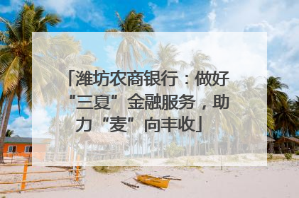 潍坊农商银行：做好“三夏”金融服务，助力“麦”向丰收