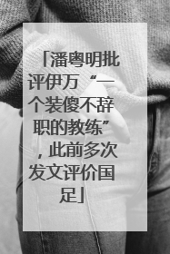 潘粤明批评伊万“一个装傻不辞职的教练”，此前多次发文评价国足