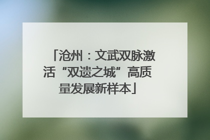 沧州：文武双脉激活“双遗之城”高质量发展新样本