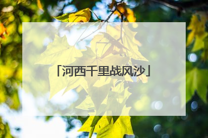 河西千里战风沙