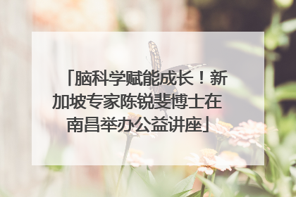 脑科学赋能成长！新加坡专家陈锐斐博士在南昌举办公益讲座