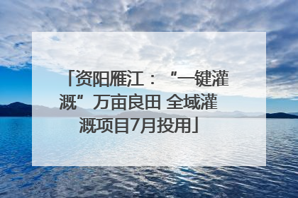 资阳雁江：“一键灌溉”万亩良田 全域灌溉项目7月投用