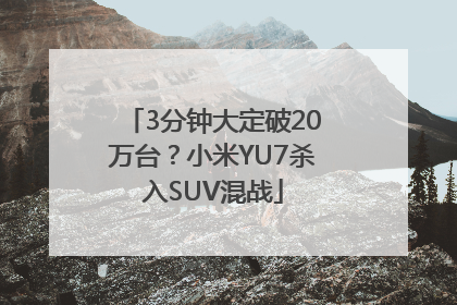 3分钟大定破20万台？小米YU7杀入SUV混战