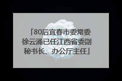 80后宜春市委常委徐云涌已任江西省委副秘书长、办公厅主任